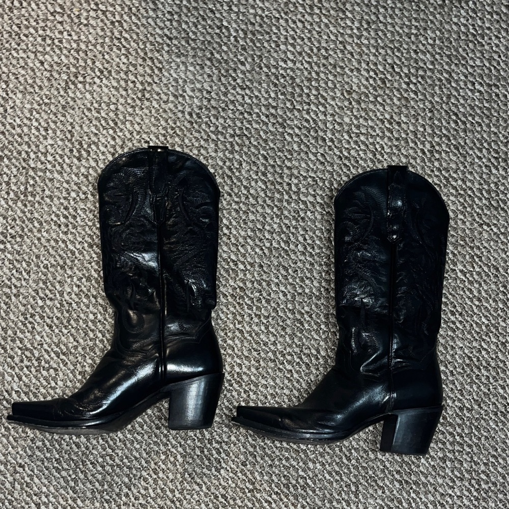 Black real leather boots